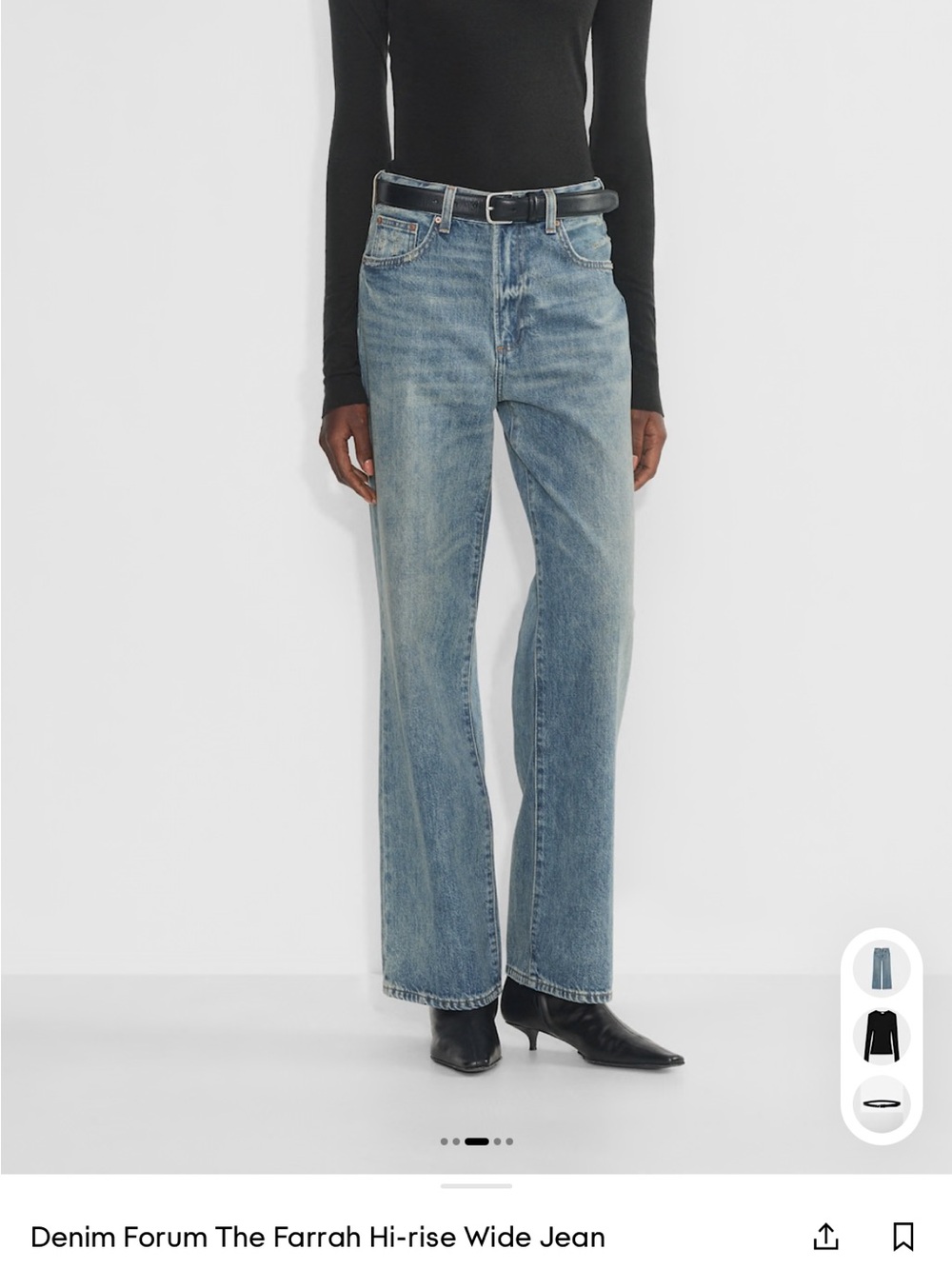 Denim Forum Farrah Hi-Rise Wide Leg Jeans - Into The Bleu Light Size 31 Aritzia